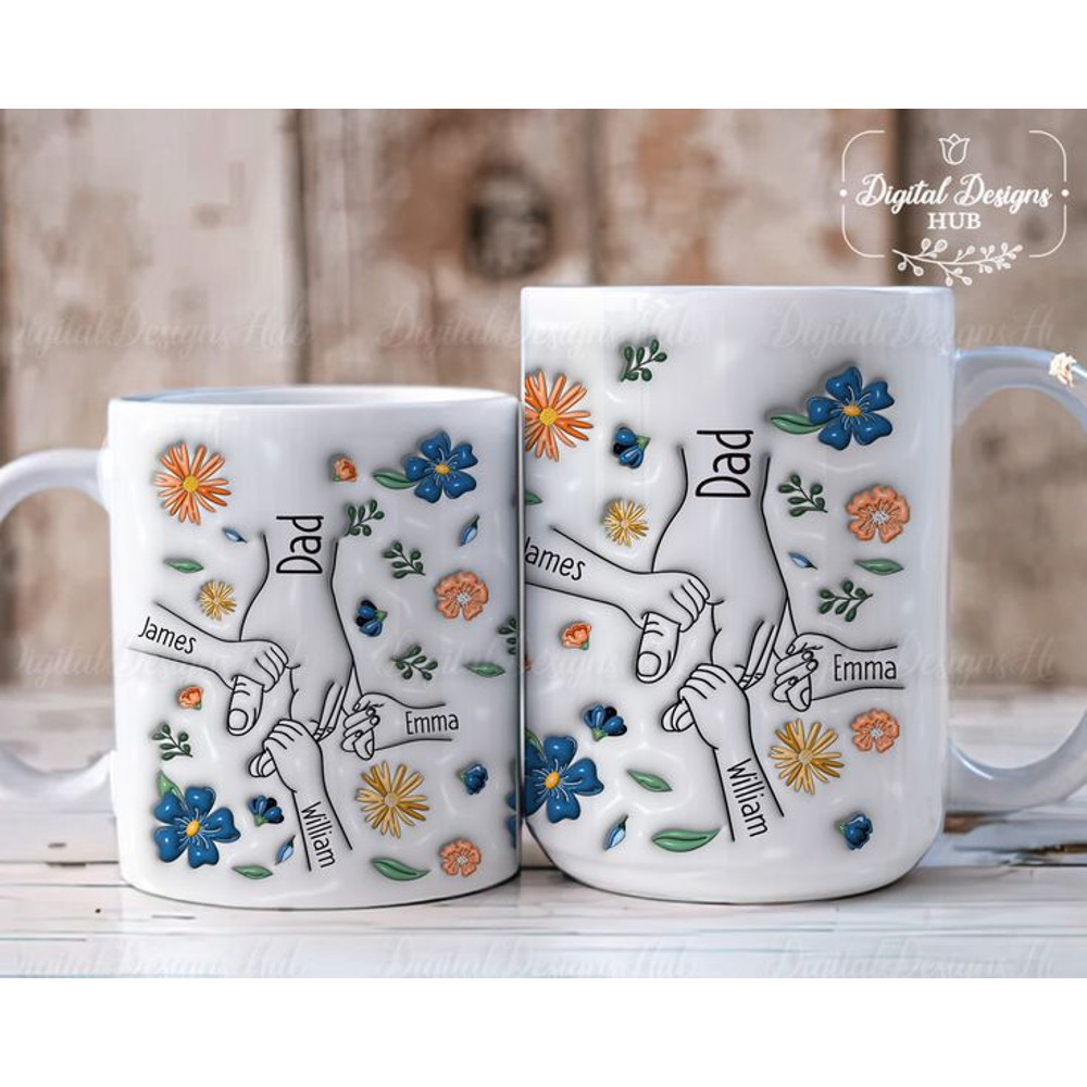 Holding Dad's Hand Mug for Father's Day, Holding Dad Hand 3D Inflated Effect, Also My Heart Dad Gifts, Father's Day Gift 2024.jpg