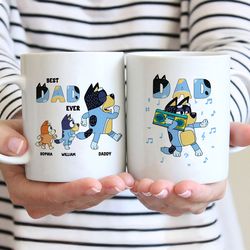 maximum 4 kids, custom bluey dad mug, best dad ever mug, personalized bluey dad mug, bluey fathers day mug