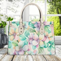 pastel dreams flower handbag, spring handbag, vegan leather handbag, womans handbag, gift for her
