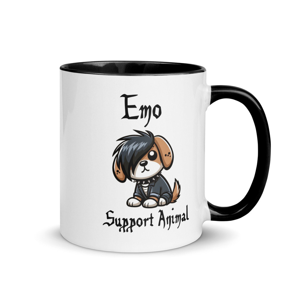 Emo Support Animal mug - tea, coffee - black handle and interior - 2 sizes available - washer and mic safe.jpg