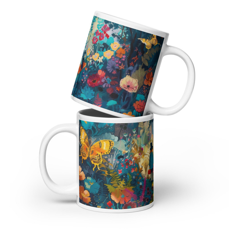 Forest Picnic Fantasy Art Mug - 3 sizes available - wraparound painting - sturdy ceramic.jpg