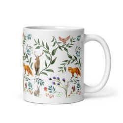 woodland mug animals nature owl forest cottagecore, naturecore goblincore mindfulness mug coffee outdoorsman outdoorsy