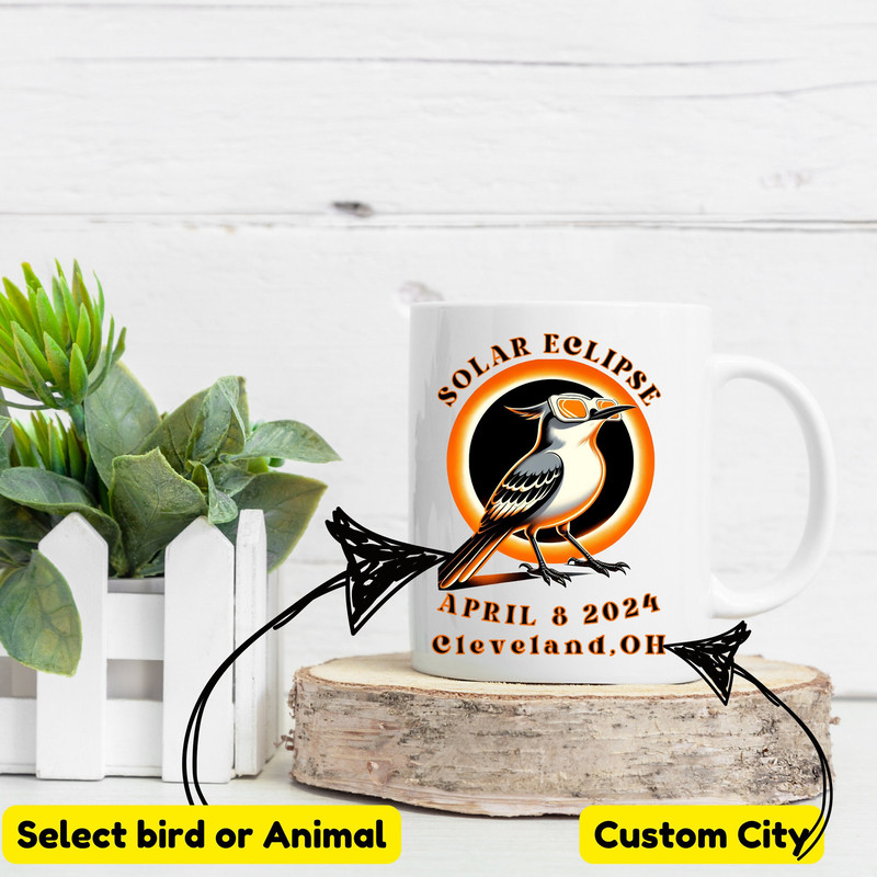 Personalized Total Solar eclipse 2024 northern mocking bird with glasses mug Mug gift,Ceramic 11oz and 15 oz solar eclipse Watch party  mug.jpg