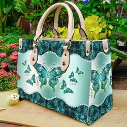 butterfly printed leather bag, jade butterfly leather handbag