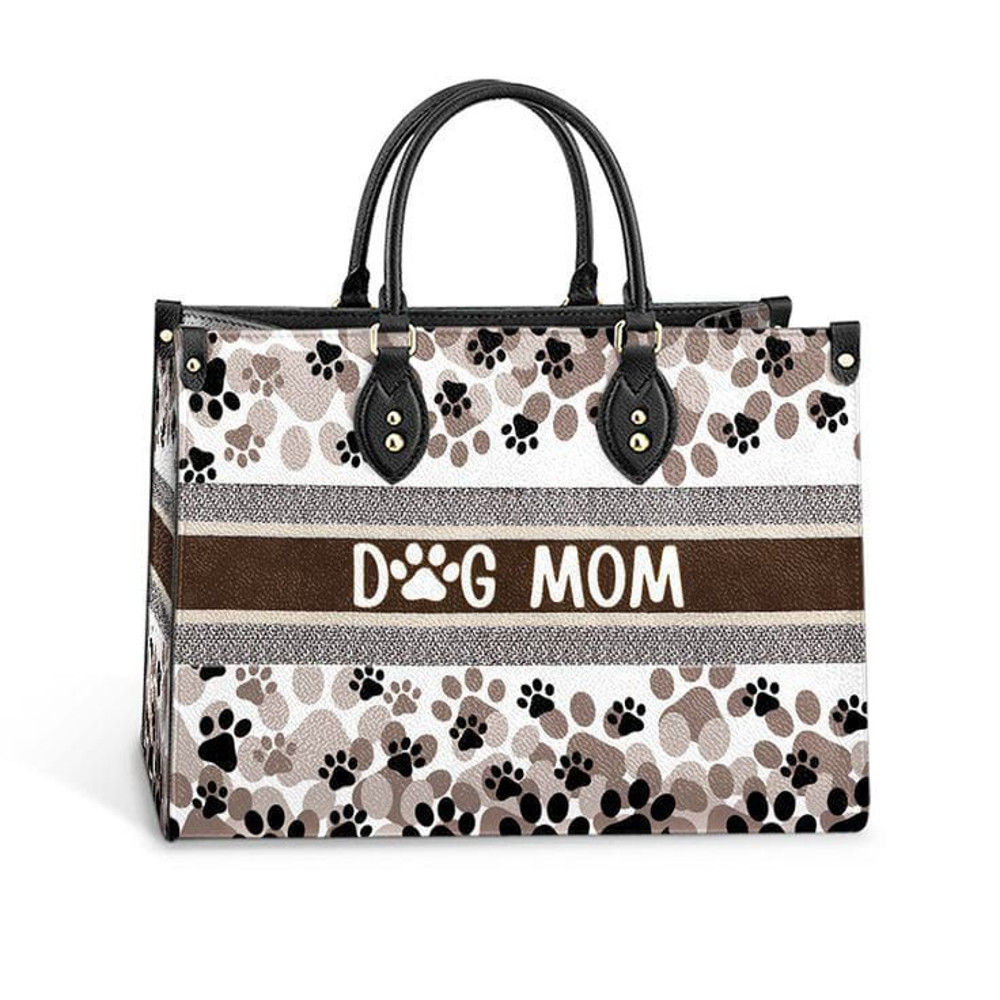 Dog Mom Leather Handbag, Dogmom Custom Name Leather Handbag.jpg