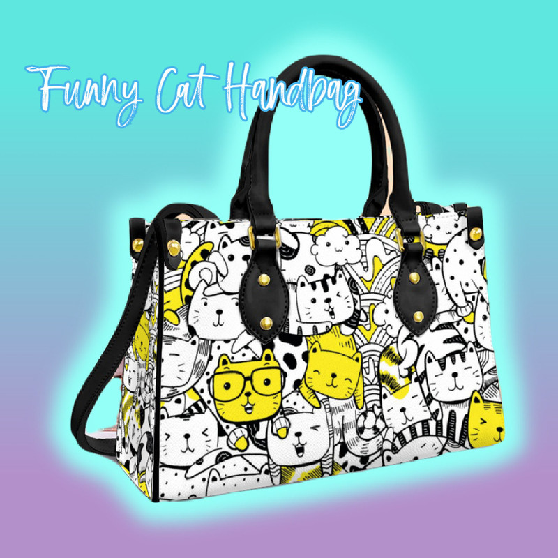 Funny Cat Bag for Women, Work Handbag for Cat Lovers, Shoulder Bag With Handles And Strap for Cat Moms, Cat Handbag for Women.jpg