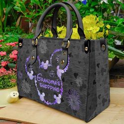 grandmas shopping leather handbag, personalized mothers day grandma leather handbag