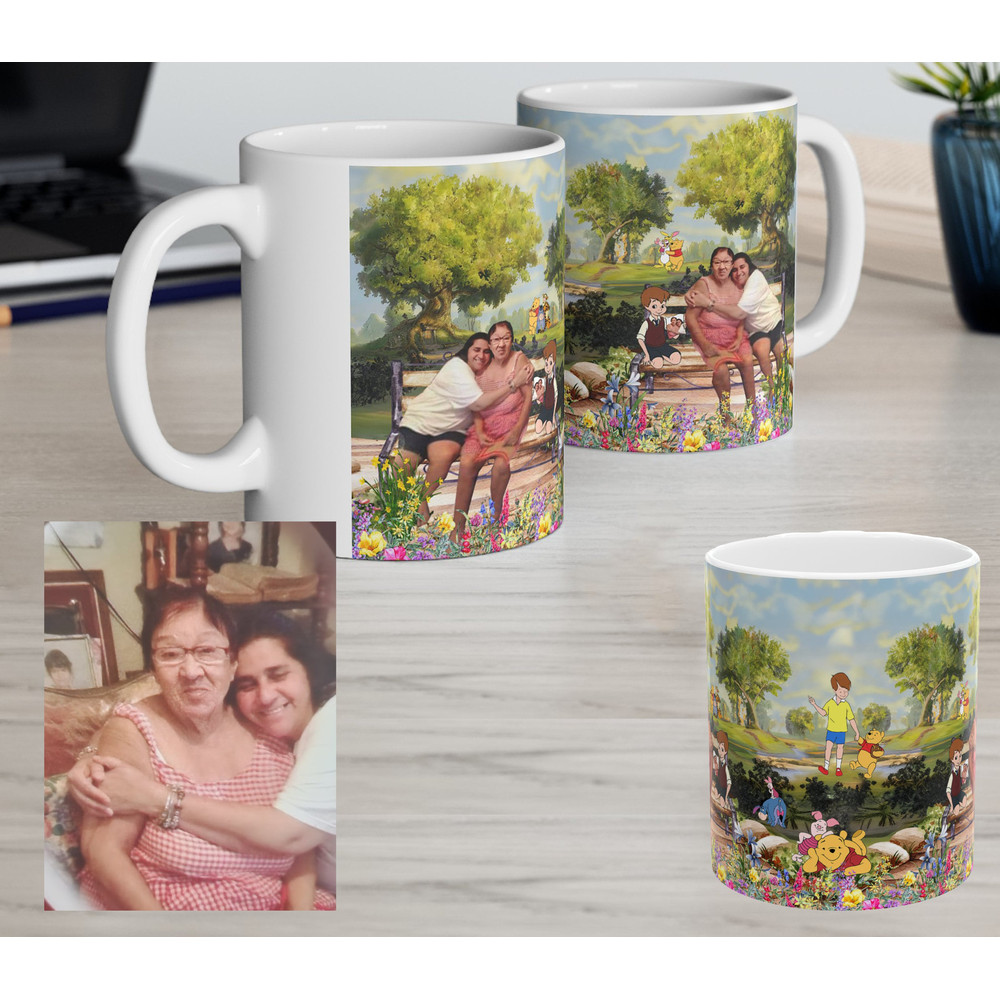 Personalized Photo Coffee Mug, 11oz mug, custom collage photo mug, Personalized winnie mug, Cartoon Bear, honey bear mug, gifts for her, mom.jpg