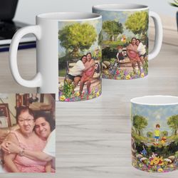 personalized photo coffee mug, 11oz mug, custom collage photo mug, personalized winnie mug, cartoon bear, honey bear mug