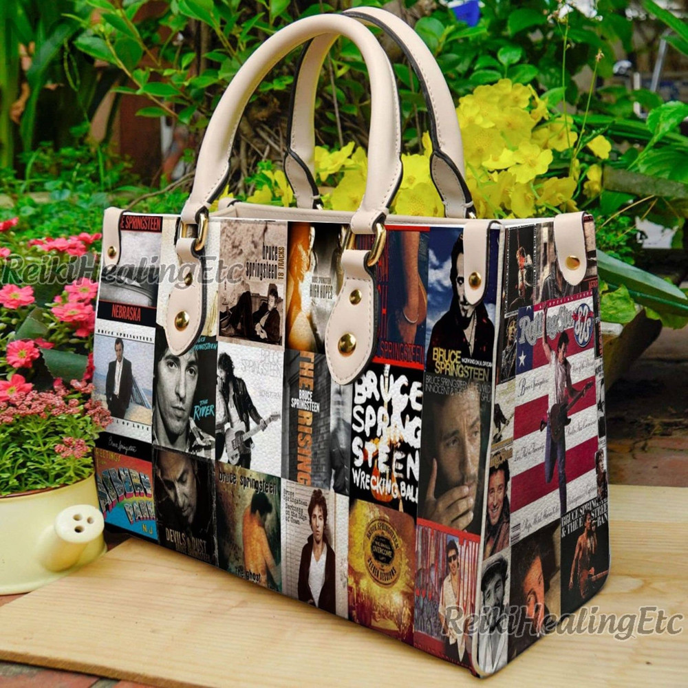 Bruce Springsteen Vintage Leather Handbag, Bruce Springsteen Leather Top Handle Bag, Shoulder Bag, Crossbody Bag, Vintage HandBag.jpg