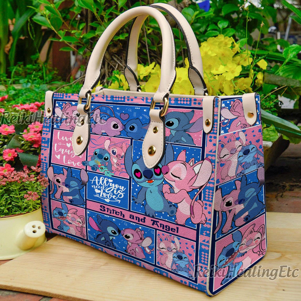 Disney Lilo and Stitch Vintage Leather Handbag, Lilo and Stitch Leather Top Handle Bag, Shoulder Bag, Crossbody Bag, Vintage HandBag.jpg