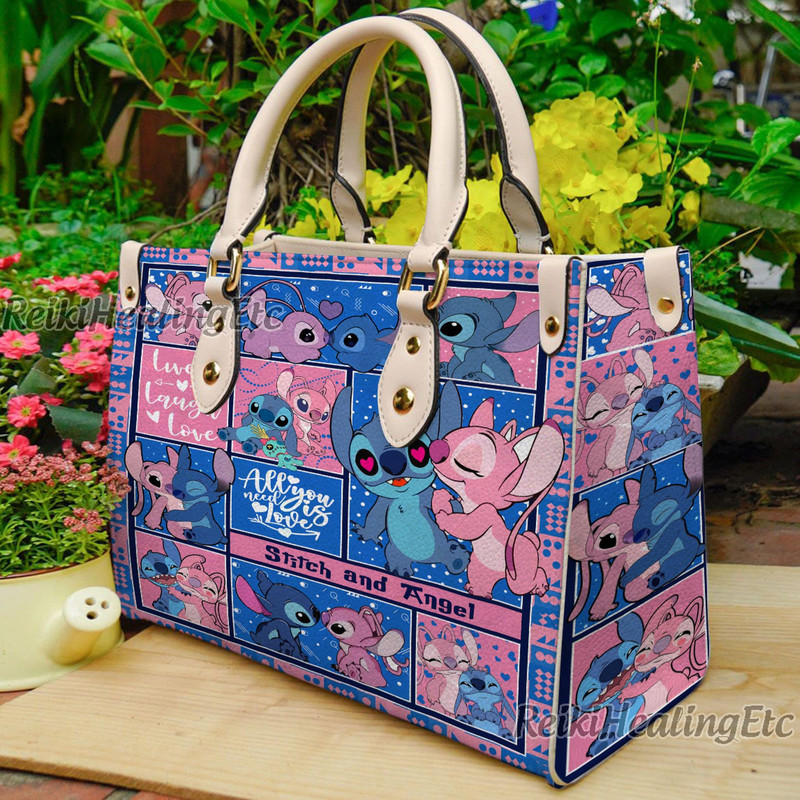 Disney Lilo and Stitch Vintage Leather Handbag, Lilo and Stitch Leather Top Handle Bag, Shoulder Bag, Crossbody Bag, Vintage HandBag.jpg