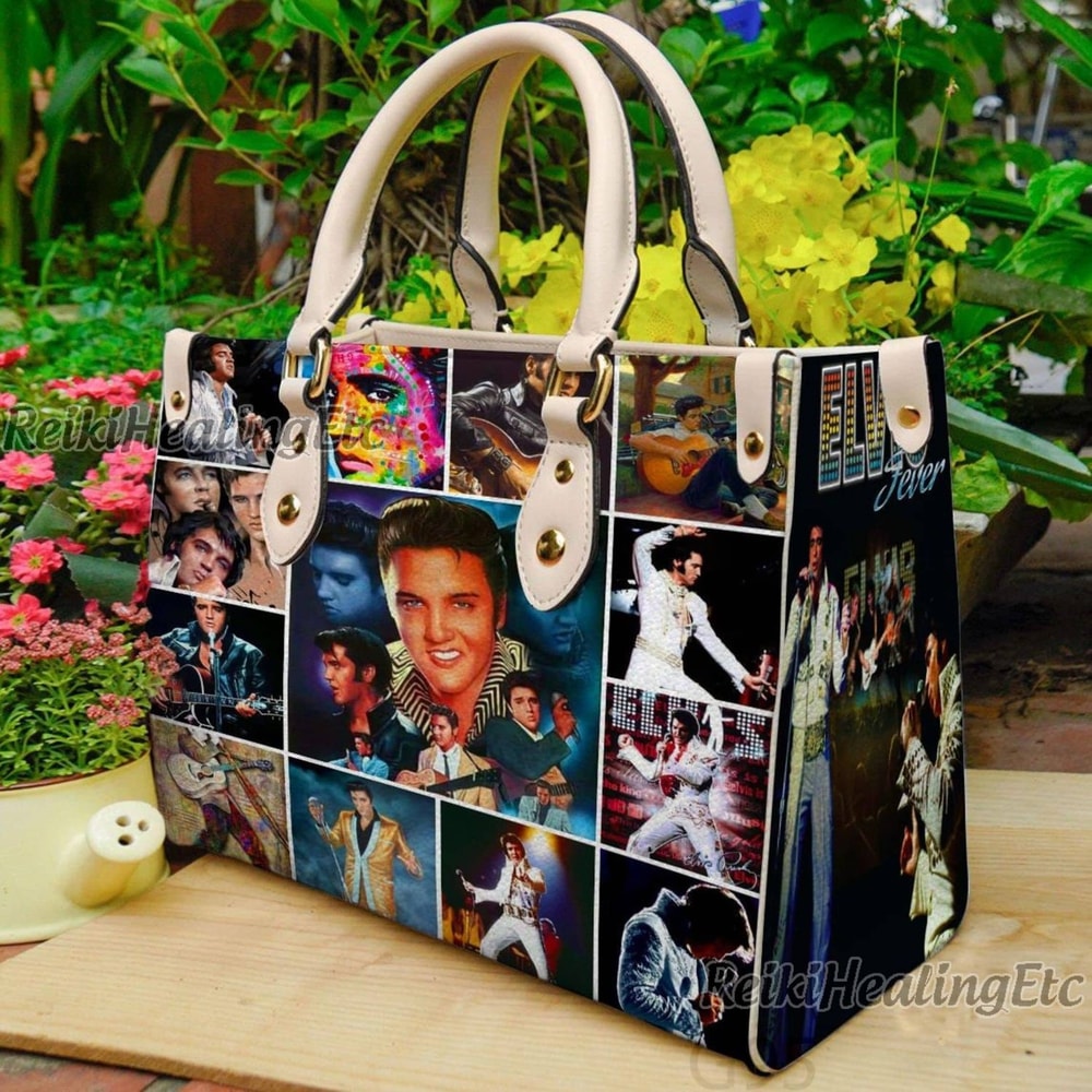 Elvis Presley Vintage Leather Handbag, Elvis Presley Leather Top Handle Bag, Shoulder Bag, Crossbody Bag, Vintage HandBag 1.jpg