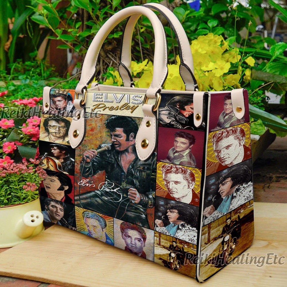 Elvis Presley Vintage Leather Handbag, Elvis Presley Leather Top Handle Bag, Shoulder Bag, Crossbody Bag, Vintage HandBag.jpg