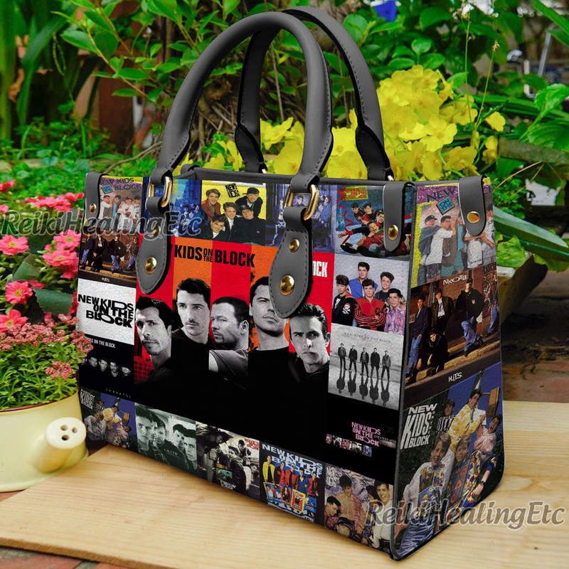 New Kids on the Block Vintage Leather Handbag, NKOTB Leather Top Handle Bag, Shoulder Bag, Crossbody Bag, Vintage HandBag 1.jpg