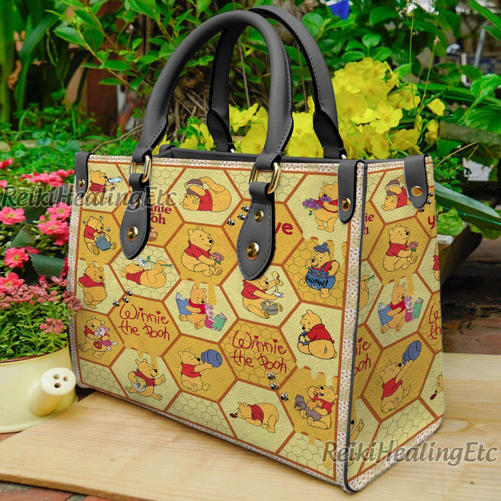Winnie The Pooh Vintage Leather Handbag, Winnie The Pooh Leather Top Handle Bag, Shoulder Bag, Crossbody Bag, Vintage HandBag.jpg