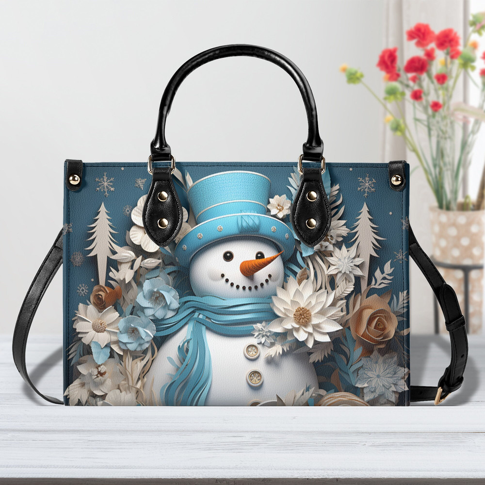Winter Snowman Handbag, Snowman Purse, Winter Handbag, Leather Handbag, Winter Leather Handbag, Winter Leather Purse, Snowman Purse.jpg