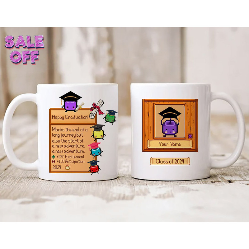 Personalized Graduation Junimo Mug Stardew Valley Graduation Gift, Personalized Stardew Valley Gift, Jumino Gift, Video Game Mug Gamer Mug.jpg