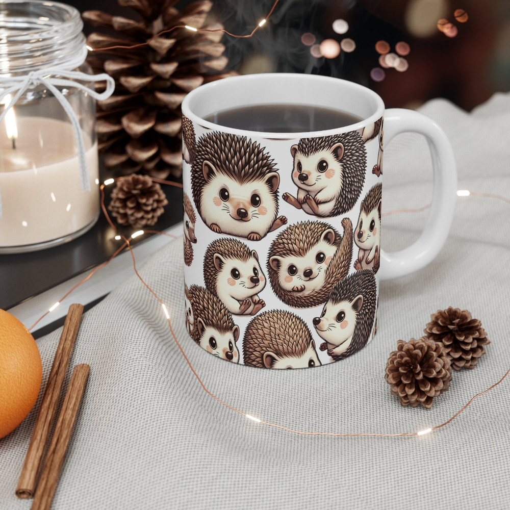 Hedgehog Mug with Pattern, Funny Animal Mug , Cute Pet Mug, Hedgehog Gift, Cute Hedgehog Lover Mug, Pet Lover's Gift Mug, Ceramic Mug 11oz.jpg