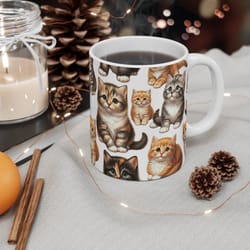 kitten pattern mug, cute pet mug, kitten gift, cute cat lover mug, pet lovers gift mug, ceramic mug, 11oz