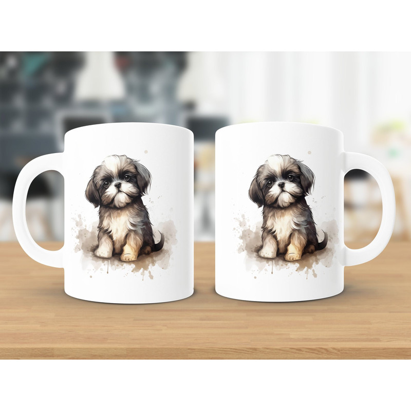 Adorable Shih Tzu Puppy Watercolor Illustration, Perfect Gift Mug, Cute Dog Lover Coffee Cup, Animal Sketch Art, Unique Pet Owner Present.jpg
