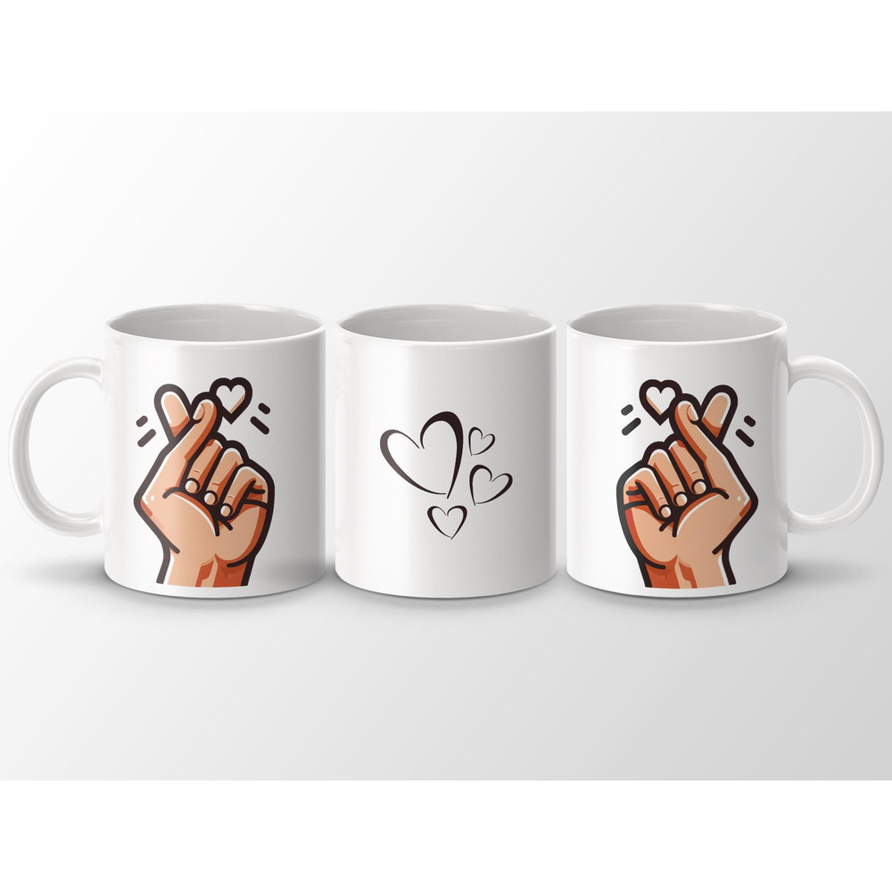 Cute Finger Heart Design Mug, Kawaii Hand Heart Gesture Mug, Adorable Hearts Coffee Cup, Love Symbol Mug, Gift for Friends.jpg