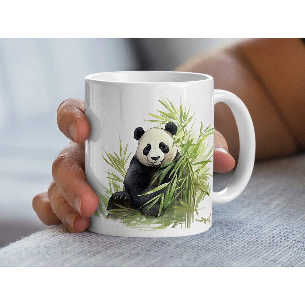 Cute Panda Bear Mug, Adorable Panda with Bamboo, Coffee Tea Cup, Gifts for Animal Lovers, Nature Inspired Kitchen Decor, Unique 11oz Mug.jpg