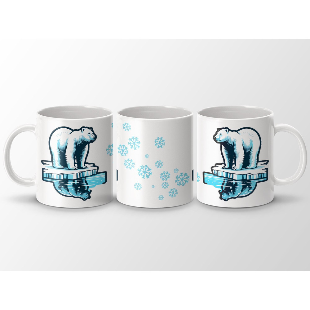 Polar Bear Mug, Arctic Wildlife Coffee Cup, Winter Themed Mug, Unique Gift for Animal Lovers, Snowflake Design, Double Sided Print.jpg