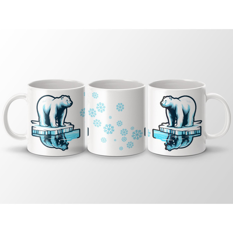 Polar Bear Mug, Arctic Wildlife Coffee Cup, Winter Themed Mug, Unique Gift for Animal Lovers, Snowflake Design, Double Sided Print.jpg