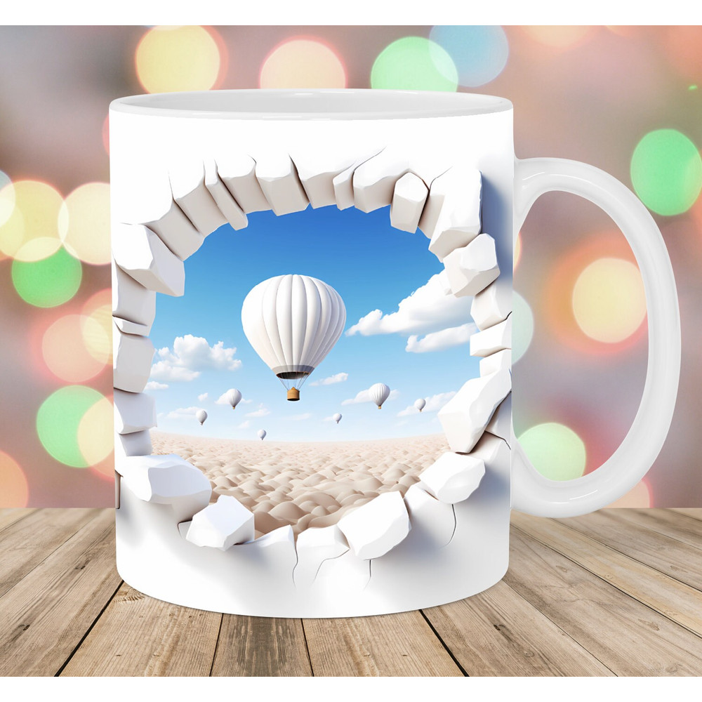 3D Air Balloon Hole In A Wall Mug Wrap, 11oz And 15oz Mug Template, Mug Sublimation Design, Mug Wrap Template, Instant Digital Download PNG.jpg