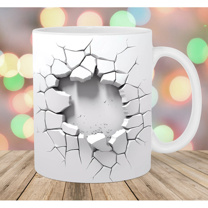 3D Cracked Wall Mug Wrap, 11oz And 15oz Mug Template, Mug Sublimation Design, Mug Wrap Template, Instant Digital Download PNG.jpg