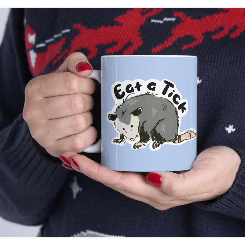 Mug Eat a Tick Opossum Possum Coffee Hot Chocolate Animal Loving Ceramic Mug 11oz Wildlife, Rehabber, Teacher Stocking Stuffer.jpg