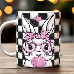 Cute Bunny with Glasses and Bow Mug, Ceramic Coffee Mug, Funny Coffee Mug