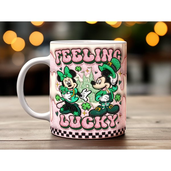 Feeling Lucky Digital Design PNG, St. Patrick's Day Mug Wrap, Instant Download, Cartoon Characters in Green Outfit, Sublimation Graphic.jpg