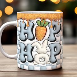Hop Hop Easter Bunny Mug, Ceramic Coffee Mug, Funny Coffee Mug