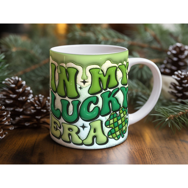 Lucky Era Digital Mug Wrap, St. Patrick's Day Design, Printable Green Clover PNG, Instant Download for Sublimation.jpg