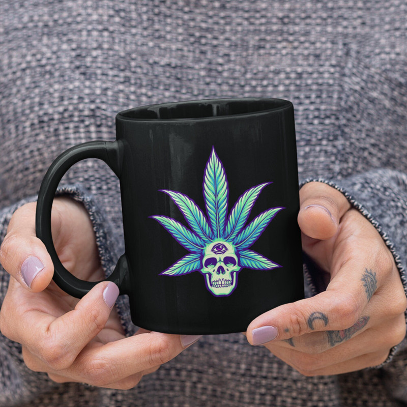 Cannabis Skull Mug - 420 Drinking Cup, Stoner Coffee Mugs, Marijuana Gift, Novelty Cannabis Gifts, Weed Cups, THC Gift.jpg