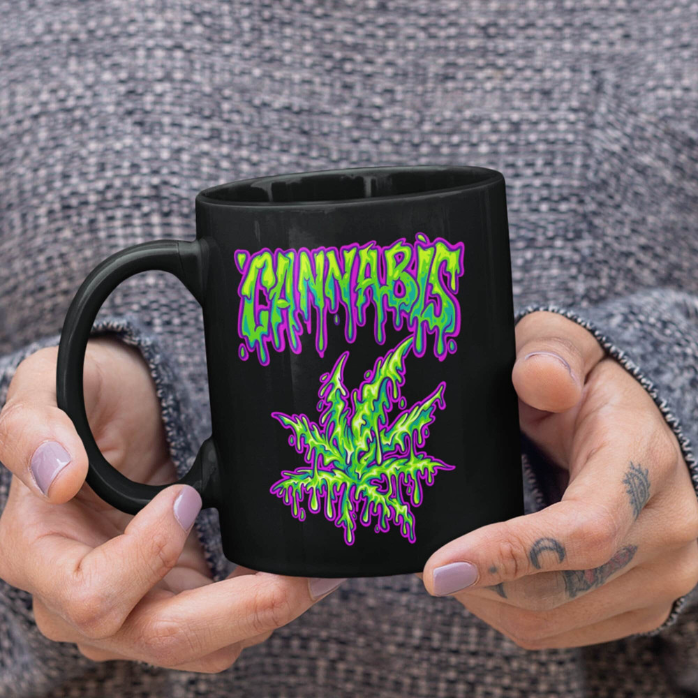 Graffiti Cannabis Mug - 420 Gifts, Cannabis Leaf Gift, Marijuana Drinking Mug, Graffiti Mugs, Gift for Stoner, Gift for Smoker, Green Leaves.jpg