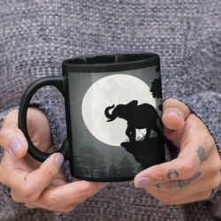 moon and elephant mug, elephant mug, gift for elephant lover, nature mugs