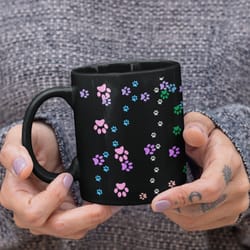 paw prints mug, dog or cat paws mugs, animal prints cups, pet lover gift