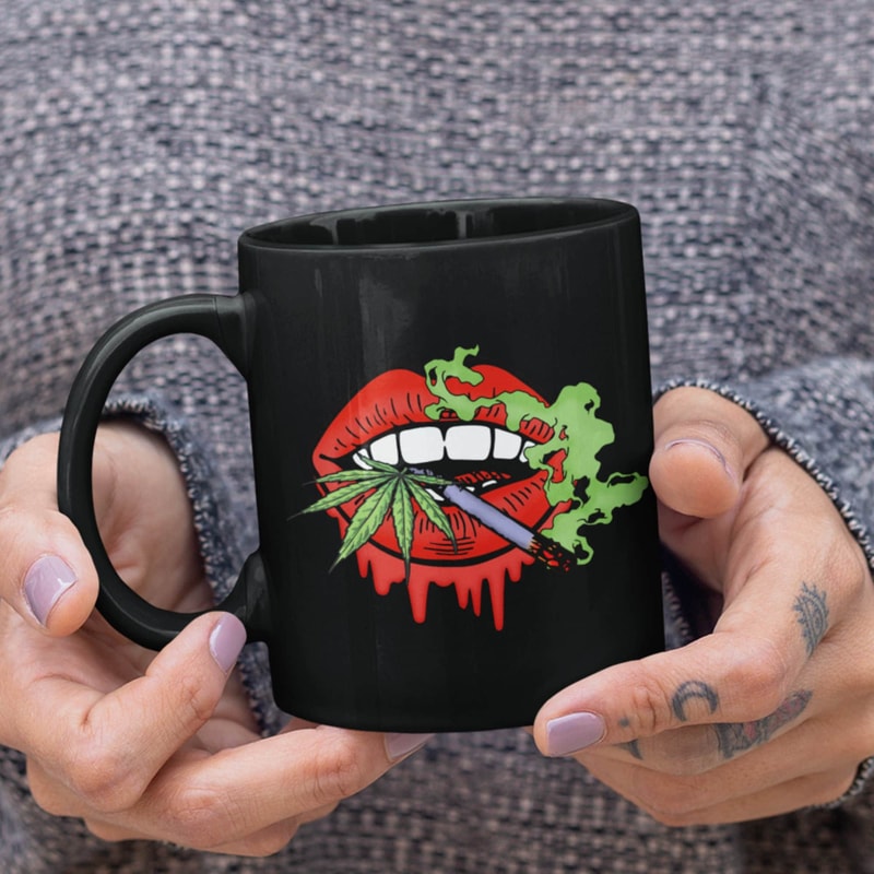 Sexy Lips and Marijuana Mug - Cannabis Novelty Mugs, Weed with Lips Mug, Funny Weed Gift, Novelty Weed Gifts, 420 Drinking Cup, Smoker Cups.jpg