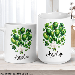 st patricks day mug, personalized gift, irish coffee mug, saint patricks day, shamrock clover, lucky name mug