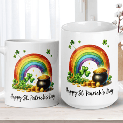 personalized st patricks day gifts, rainbow mug, irish coffee mug, saint patricks day, shamrock clover, good luck mug