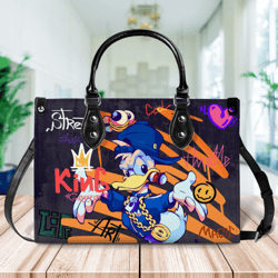 Donald Duck Leather Bag,Donald Duck Lover's Handbag,Donald Duck Bags And Purses,Handmade Bag,Woman Handbag