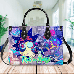 Rick And Morty Leather Handbag & Wallet, Rick And Morty Shoulder Bag, Cartoon Bag, Custom Bag