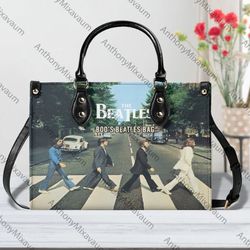 Vintage The Beatless Walking Art Leather Bag Women Leather Hand Bag, Women Leather Bag, Music Trending Handbag