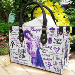 Prince Purple Rain Handbag, Prince Purple Leather Bag, Prince Rogers Nelson Shoulder Bag, Crossbody Bag,Top Handle Bag