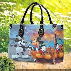 Mickey Women Leather Bag, Mickey Women Handbag, Disney Handbag, Disney Fan Gift, Custom Leather Bag, Shopping Bag