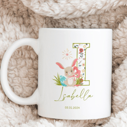 Custom Easter Bunny Mug For Kids,Letter Mug With Name,Personalized Name Coffee Mug,Easter Rabbit Mug, Easter Gift