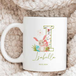custom easter bunny mug for kids,letter mug with name,personalized name coffee mug,easter rabbit mug, easter gift